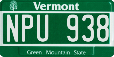 VT license plate NPU938
