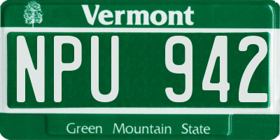 VT license plate NPU942