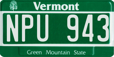 VT license plate NPU943