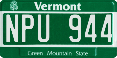 VT license plate NPU944