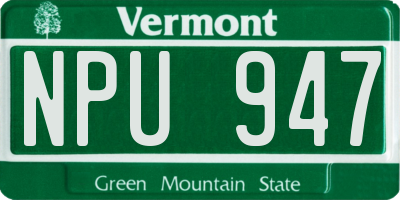 VT license plate NPU947