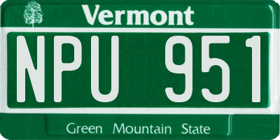 VT license plate NPU951