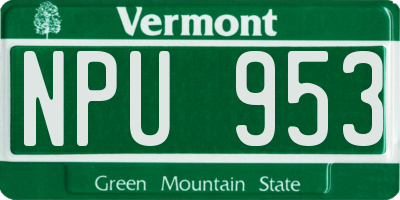 VT license plate NPU953