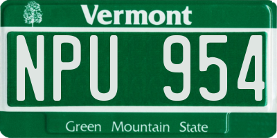 VT license plate NPU954