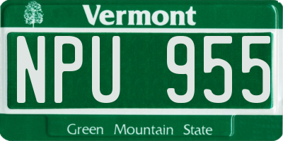 VT license plate NPU955