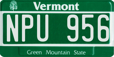 VT license plate NPU956