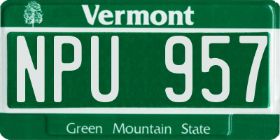 VT license plate NPU957