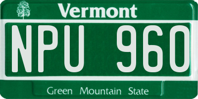 VT license plate NPU960