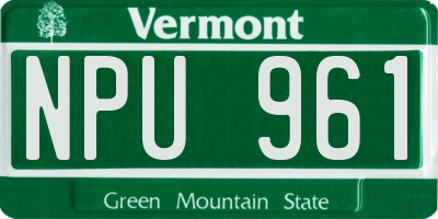 VT license plate NPU961