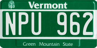 VT license plate NPU962