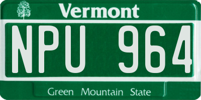 VT license plate NPU964