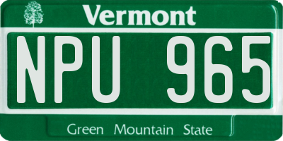 VT license plate NPU965