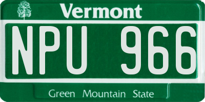 VT license plate NPU966