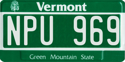 VT license plate NPU969