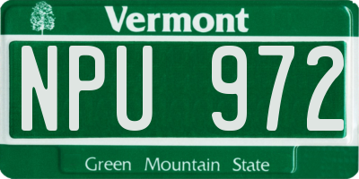 VT license plate NPU972
