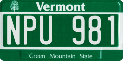 VT license plate NPU981