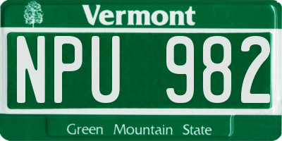VT license plate NPU982