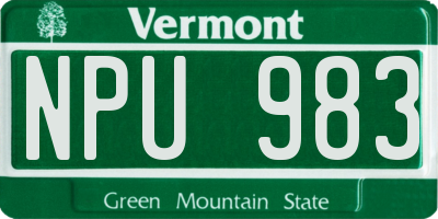 VT license plate NPU983