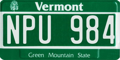 VT license plate NPU984
