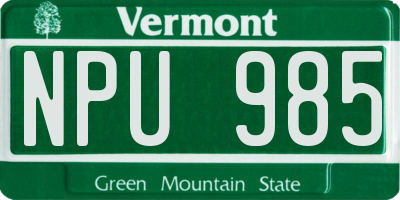 VT license plate NPU985