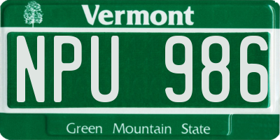 VT license plate NPU986