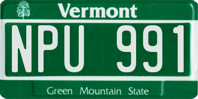 VT license plate NPU991