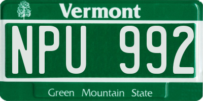 VT license plate NPU992