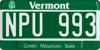 VT license plate NPU993