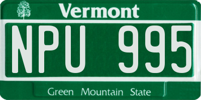 VT license plate NPU995