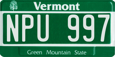 VT license plate NPU997