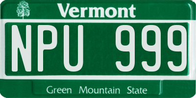 VT license plate NPU999