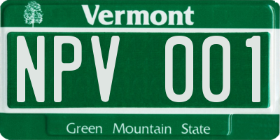 VT license plate NPV001
