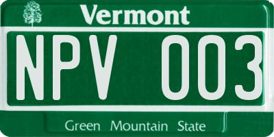 VT license plate NPV003