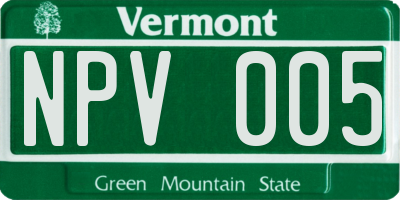 VT license plate NPV005