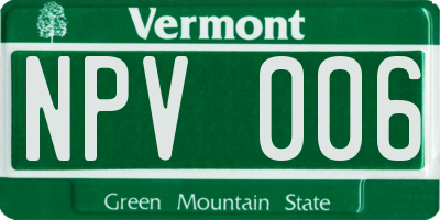 VT license plate NPV006