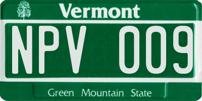 VT license plate NPV009
