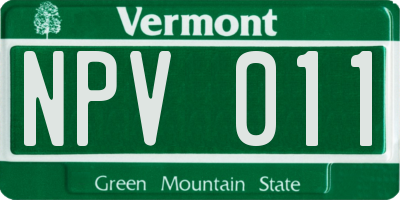 VT license plate NPV011