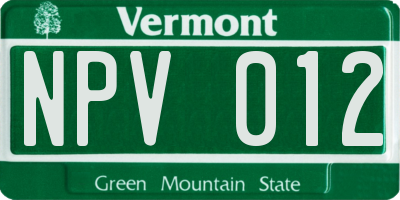 VT license plate NPV012