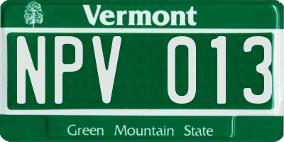 VT license plate NPV013