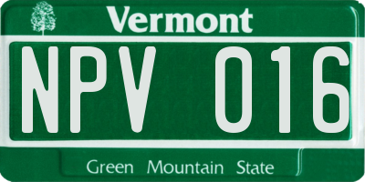 VT license plate NPV016