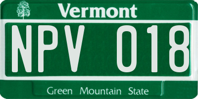 VT license plate NPV018