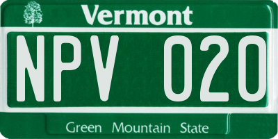 VT license plate NPV020