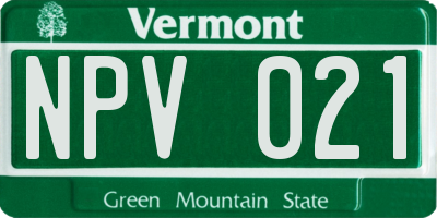 VT license plate NPV021
