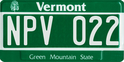 VT license plate NPV022