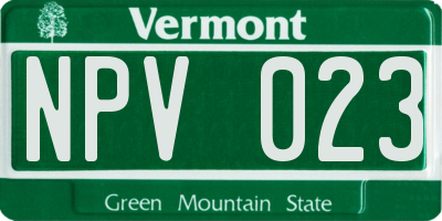 VT license plate NPV023