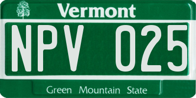 VT license plate NPV025