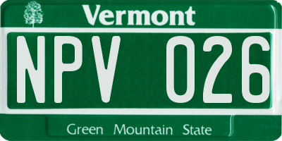 VT license plate NPV026