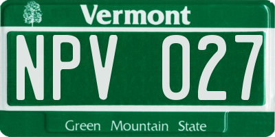 VT license plate NPV027