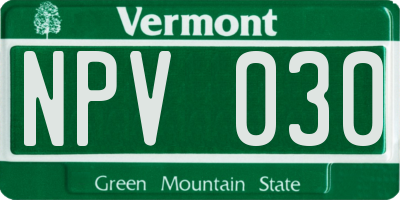 VT license plate NPV030