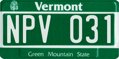 VT license plate NPV031